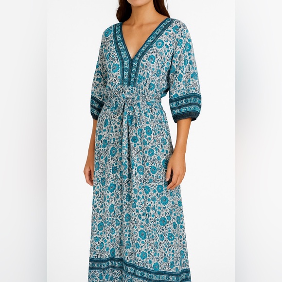 Poupette St. Barth Dresses & Skirts - Poupette St. Barth Blue and White Floral Maxi Dress size M NWT